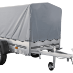 Tieflader Pkw Anhänger Garden Trailer 200 KIPP 200×106 cm 750 kg [mit Hochspriegel, Hochplane und Stützrad]